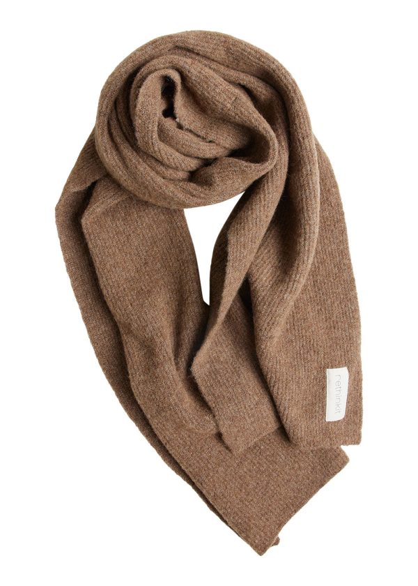 Knitted Wool Wide Scarf SNUG - warm melange brown Jetzt online – Bild 2